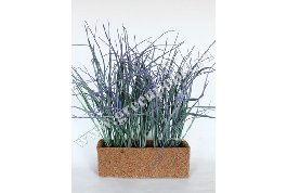 Осока искусственная в кокосовом кашпо 25х8х8см; высота 35 см; цвет на выбор: фиолетовый, патина